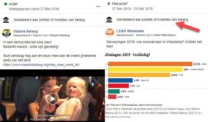 Politieke publicaties via Facebook voor verkiezingen