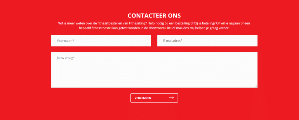 Contactformulier webshop