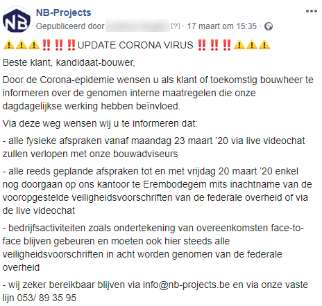 Facebook post NB-Projects