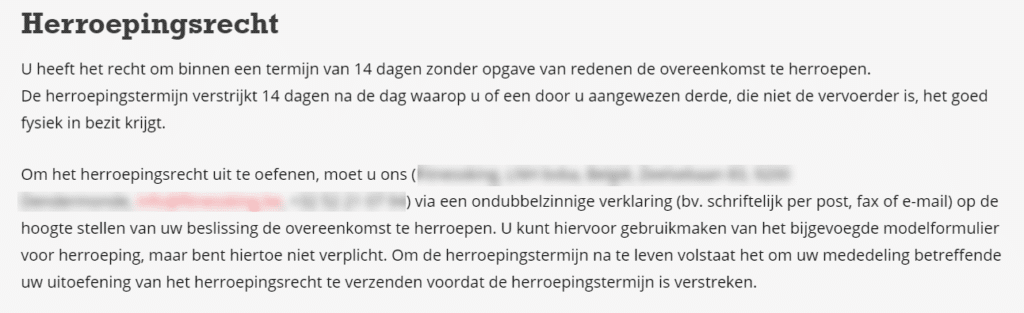 Herroepingsrecht webshop