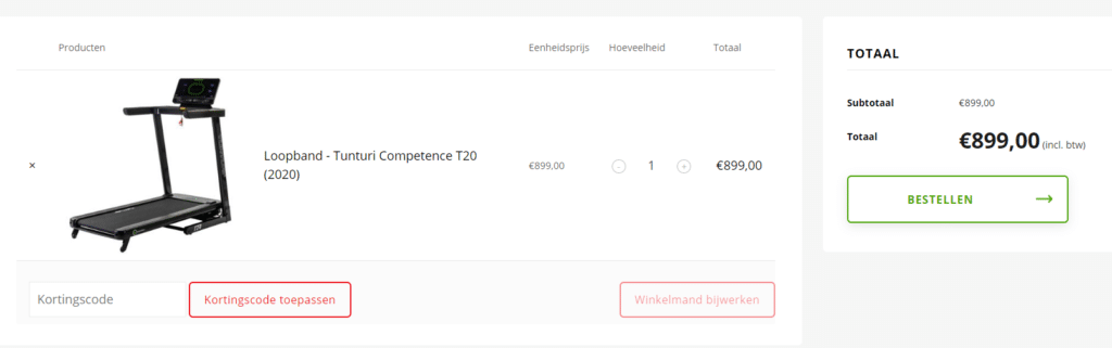 Winkelmandje webshop voorbeeld