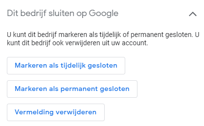 Tijdelijk gesloten in Google My Business