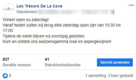 Les Trésors De La Cave Facebook post