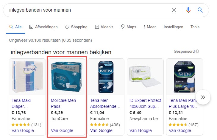 Tomcare Google Shopping