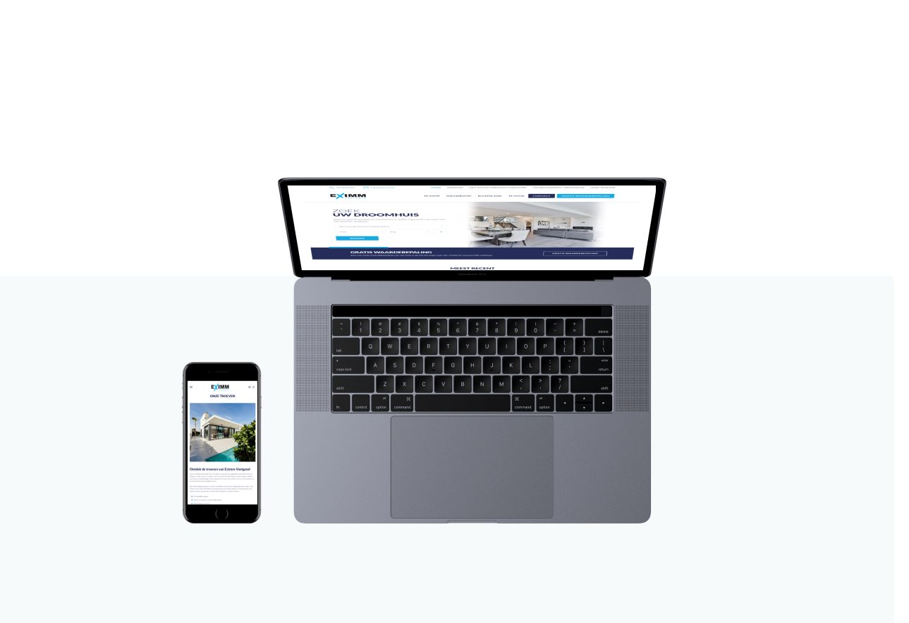 Mobiele en desktop website eximm