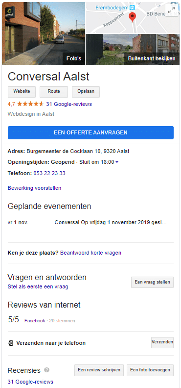 Google My Business profiel met Google My Business reviews