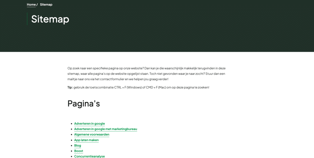 Sitemap van Conversal