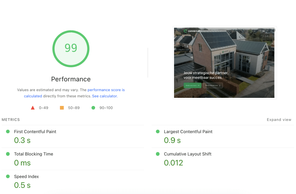 Pagespeed insights voorbeeld