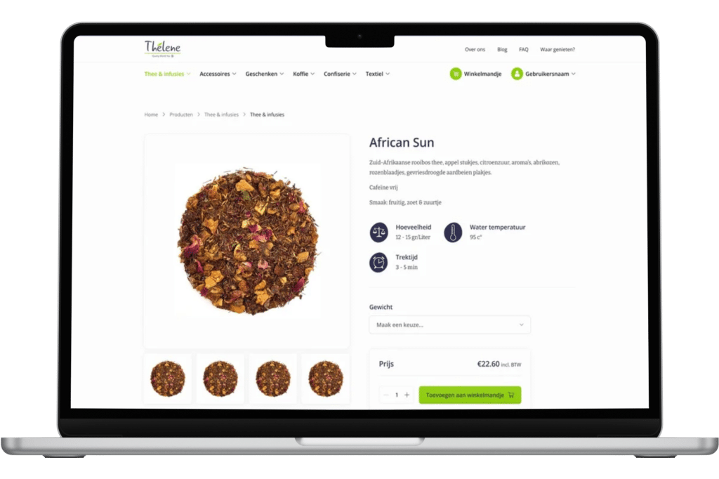 Een voorbeeld van een Odoo webshop gemaakt door Conversal.
