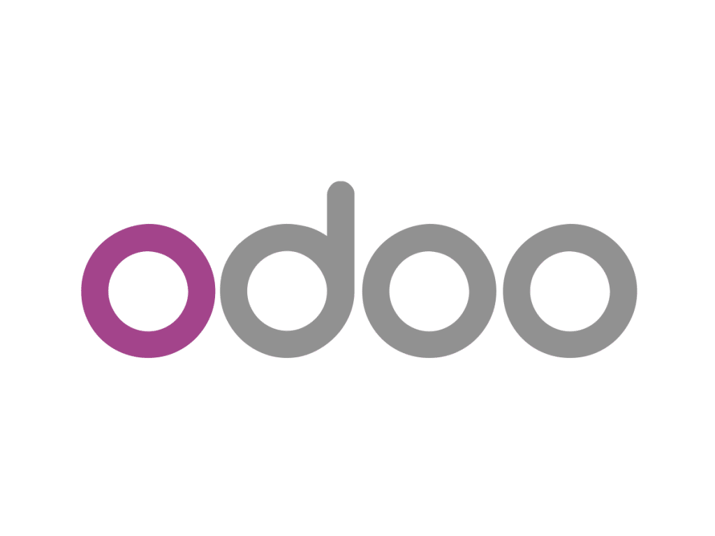 Odoo logo, ERP-software met ondersteuning voor Peppol e-facturatie en integratie met WooCommerce webshops.
