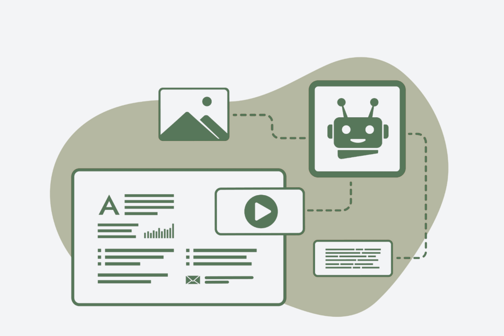 Illustratie van SEO-content met visuals en AI die helpt om hoger te scoren in Google