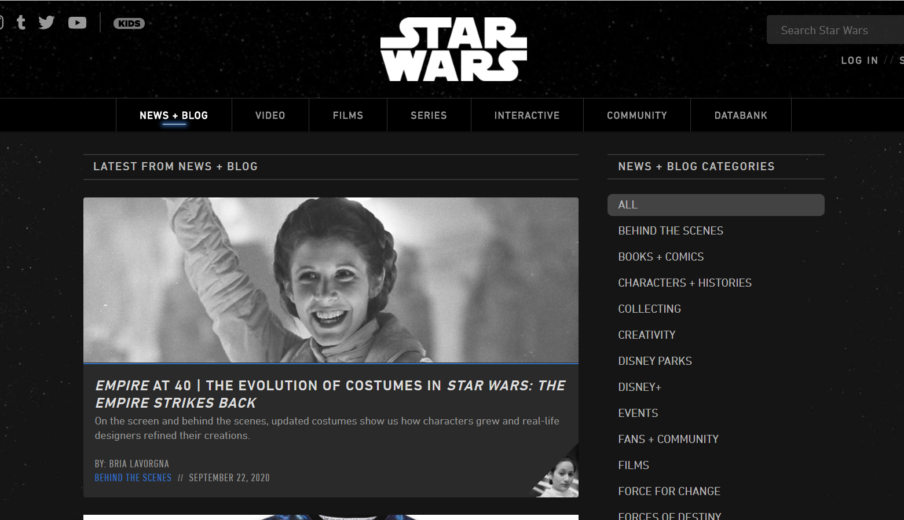 Website Star Wars in WordPress